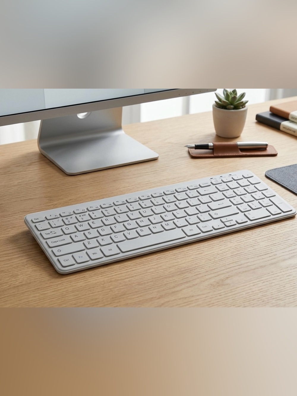 NIB White, Bluetooth Wireless Windows Keyboard (2.4G + Dual Bluetooth)
